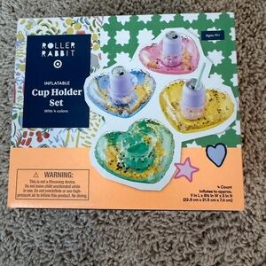 Roller Rabbit Heart Inflatable Cup Holders - Green, Yellow, Pink, Blue